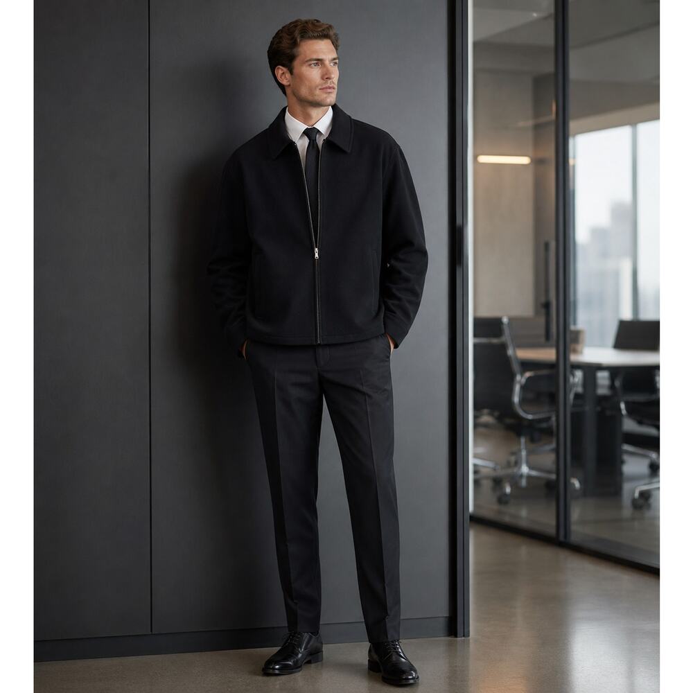 Banana Republic Black Wool and Cashmere Zip up jacket XLjacket